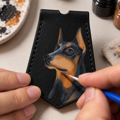 Custom Pet Portrait Leather Bag Charm & Keychain