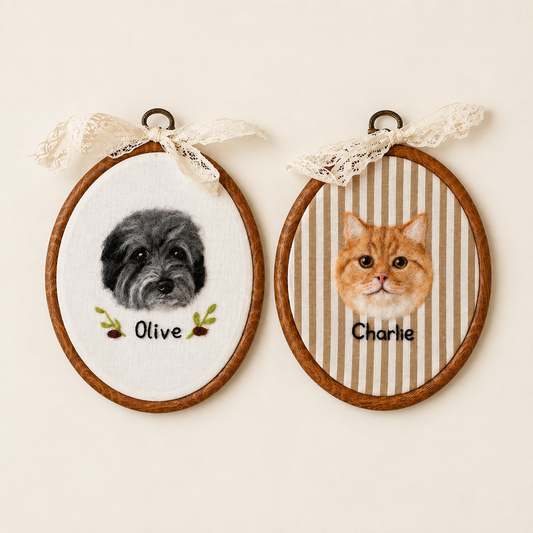 Custom Needle-Felted Pet Portrait Frame