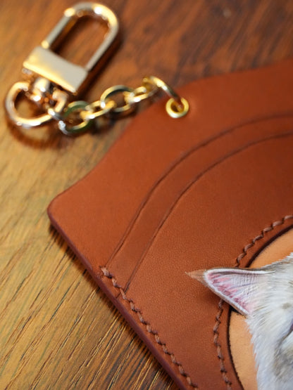 Custom Handcrafted Leather Pet Portrait Card Holder