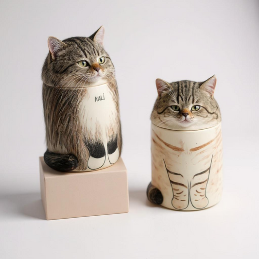 Eternal Companion Cat Portrait Ceramic Urn/Decor