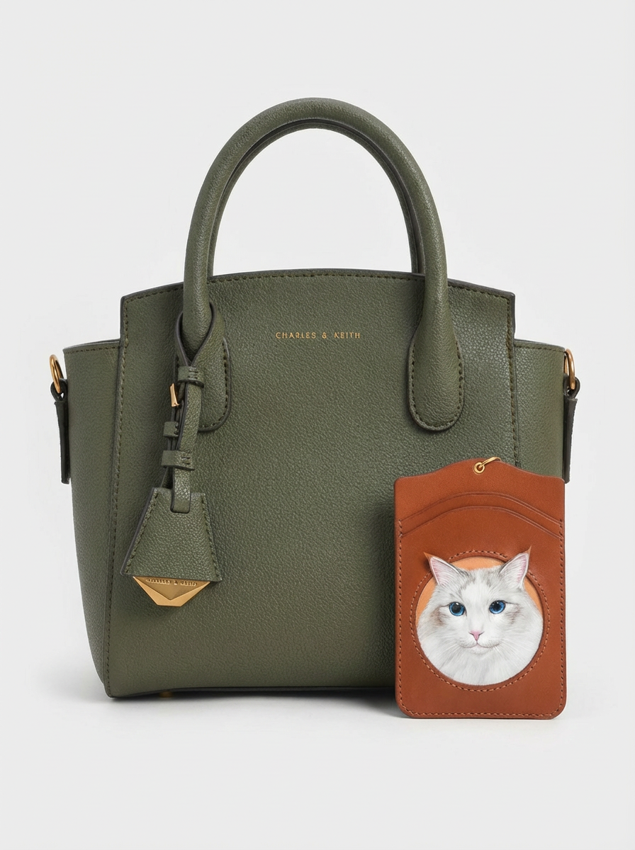 Custom Handcrafted Leather Pet Portrait Card Holder