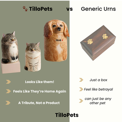 Eternal Companion Cat Portrait Ceramic Urn/Decor