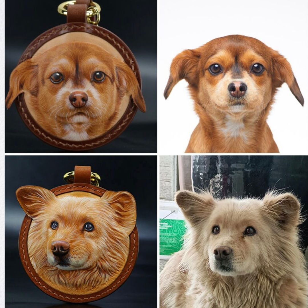 Custom Handcrafted Leather Pet Portrait Decor/ Bag Charm