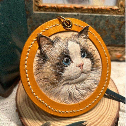 Custom Handcrafted Leather Pet Portrait Decor/ Bag Charm