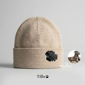 Handmade Pet Portrait Wool Beanie - Wool Felted