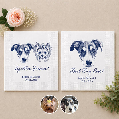 Custom Pet Cocktail Napkins — Personalized Photo & Text Cocktail Napkins for Dog & Cat Lovers