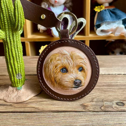 Custom Handcrafted Leather Pet Portrait Decor