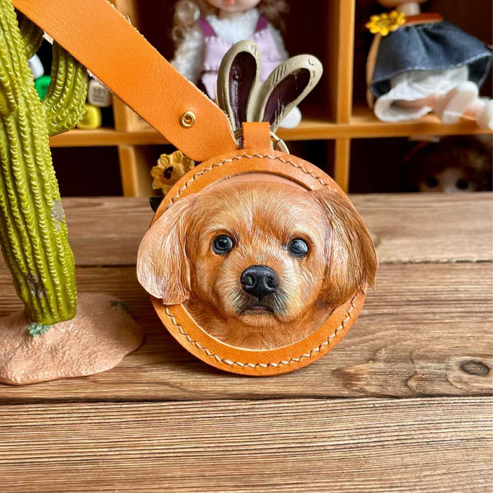 Custom Handcrafted Leather Pet Portrait Decor