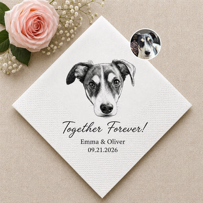 Custom Pet Cocktail Napkins — Personalized Photo & Text Cocktail Napkins for Dog & Cat Lovers