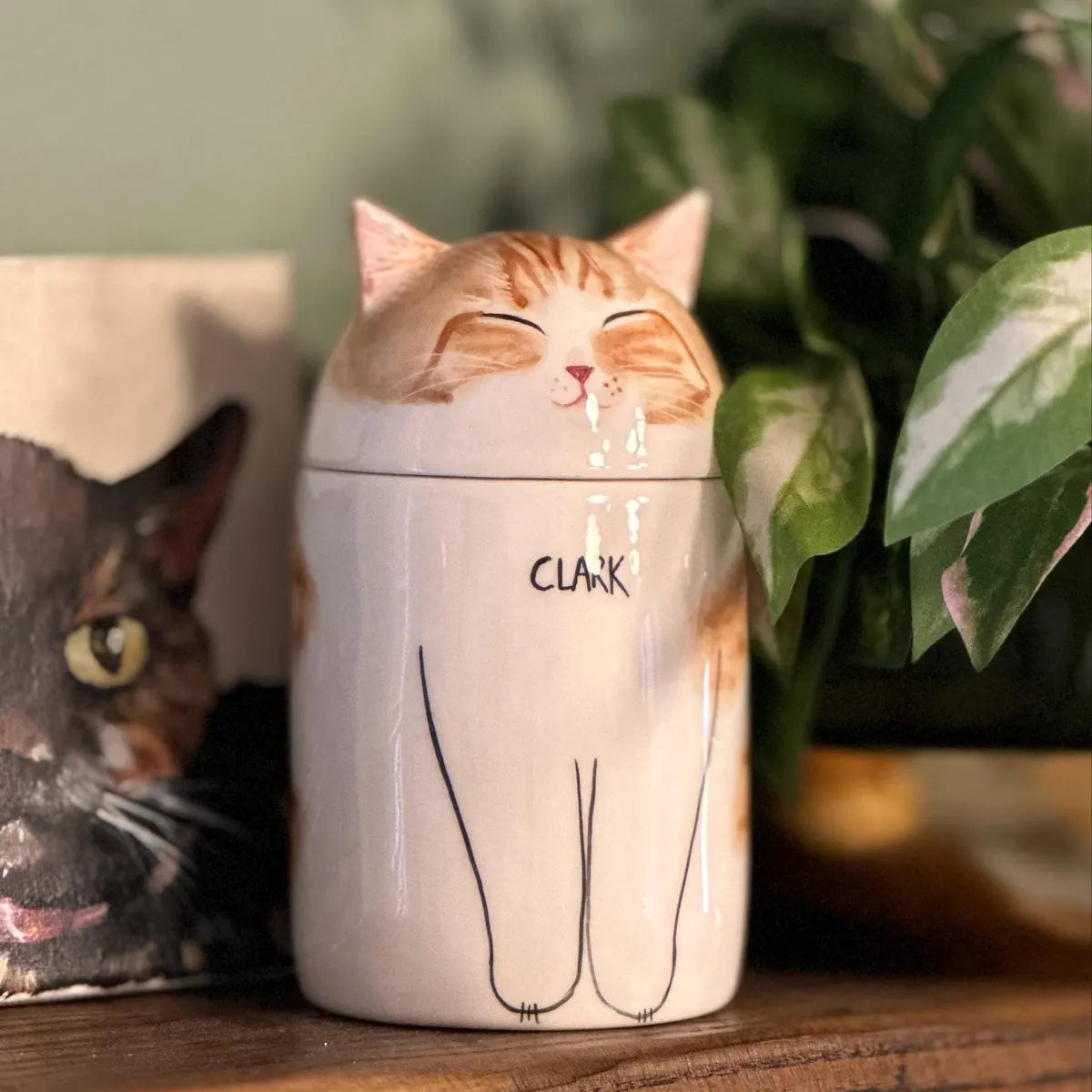 Eternal Companion Cat Portrait Ceramic Urn/Decor